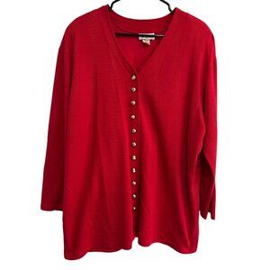 Vintage All Hours Womens Red Cardigan Sweater Button Detail Size Sz XL